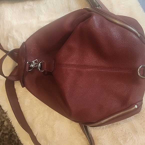 Rebecca Minkoff "Julian" Distressed Black Cherry Backpack Silver Tone Hardware - Picture 2 of 11